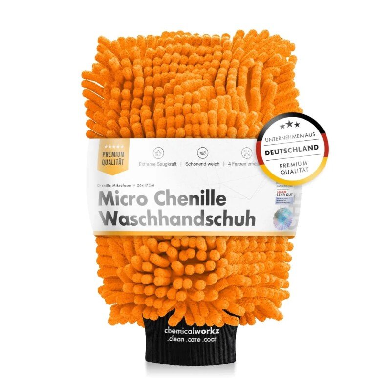 CHEMICALWORKZ CHENILLE WASH MITT ORANGE - Mikrošķiedras mazgāšanas cimds