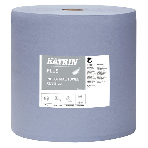 Industriālais papīrs Katrin Plus XL3, 3 slāņi, 370m, zils, 1 rullis Image