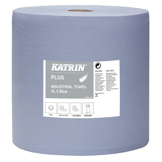 Industriālais papīrs Katrin Plus XL3, 3 slāņi, 370m, zils, 1 rullis Image